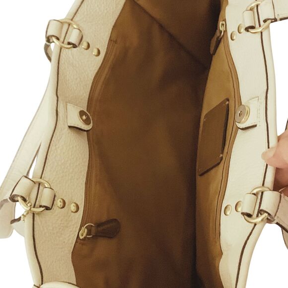 Coach 1921 Pebbled Leather City Tote Chalk Ivory Shoulder Bag Large Purse - Picture 8 of 13